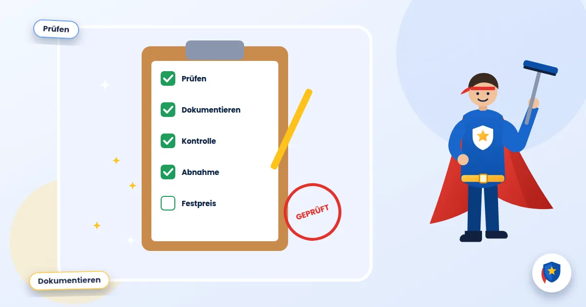 Illustration einer abgehakten Qualitätskontrolle mit Prüfstempel