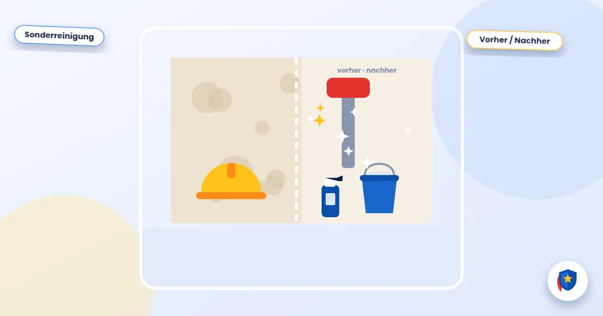 Illustration einer Sonderreinigung: vorher staubig, nachher sauber