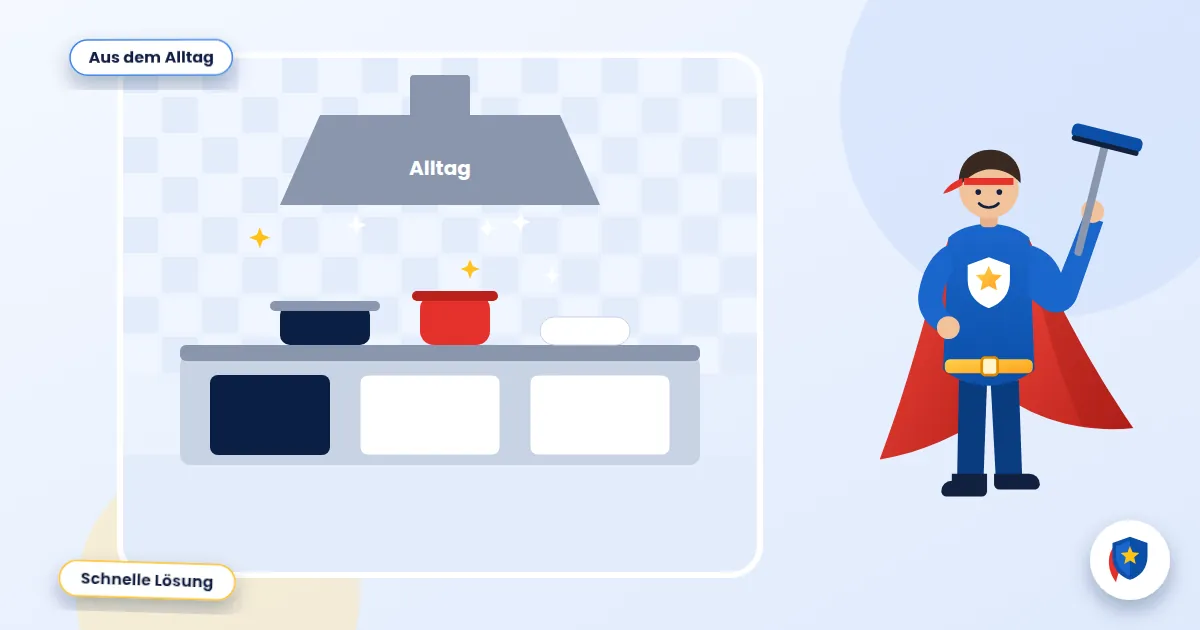 Illustration einer gereinigten Küche mit Arbeitsflächen
