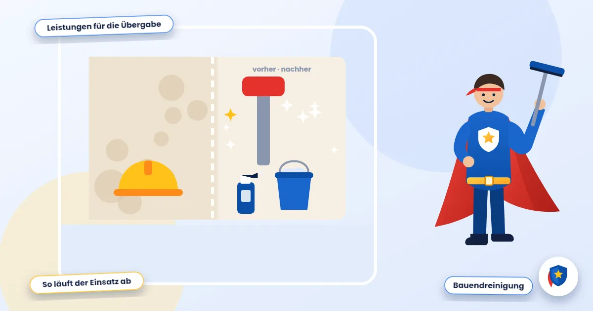 Bauendreinigung: Illustration einer Bau- und Sonderreinigung: vorher staubig, nachher sauber