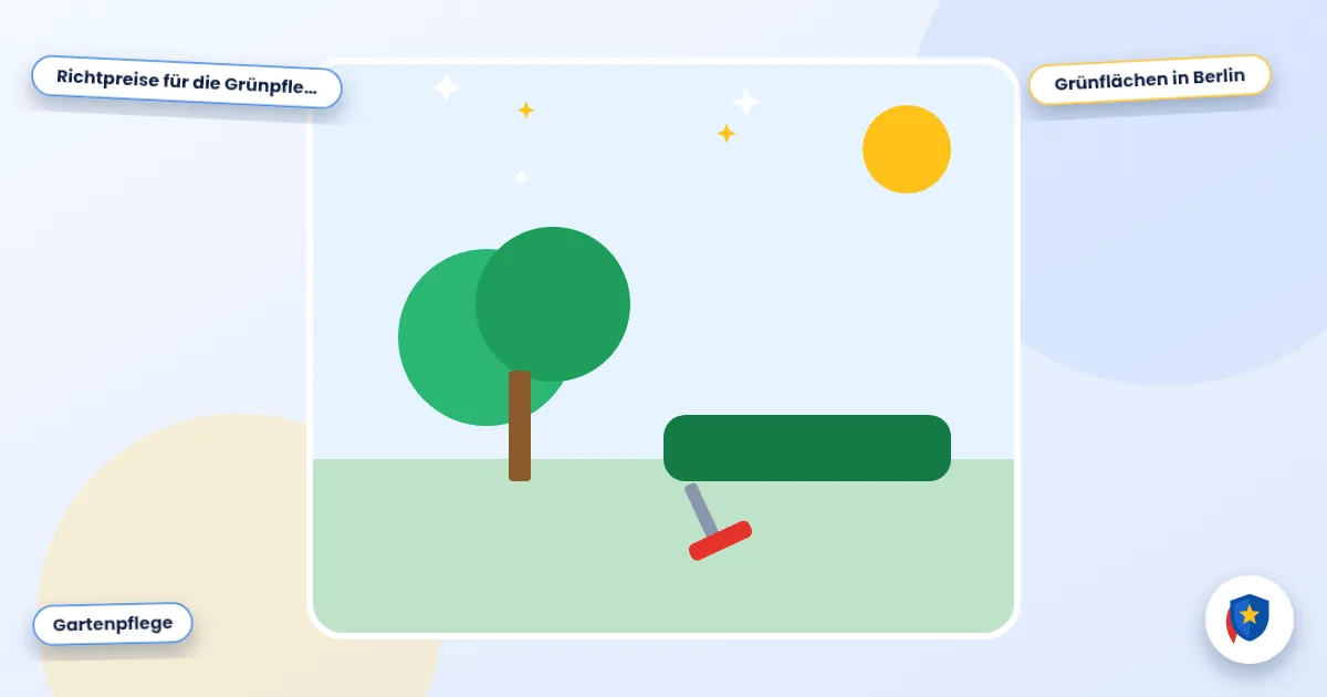 Gartenpflege: Illustration von Außenarbeiten rund um das Gebäude