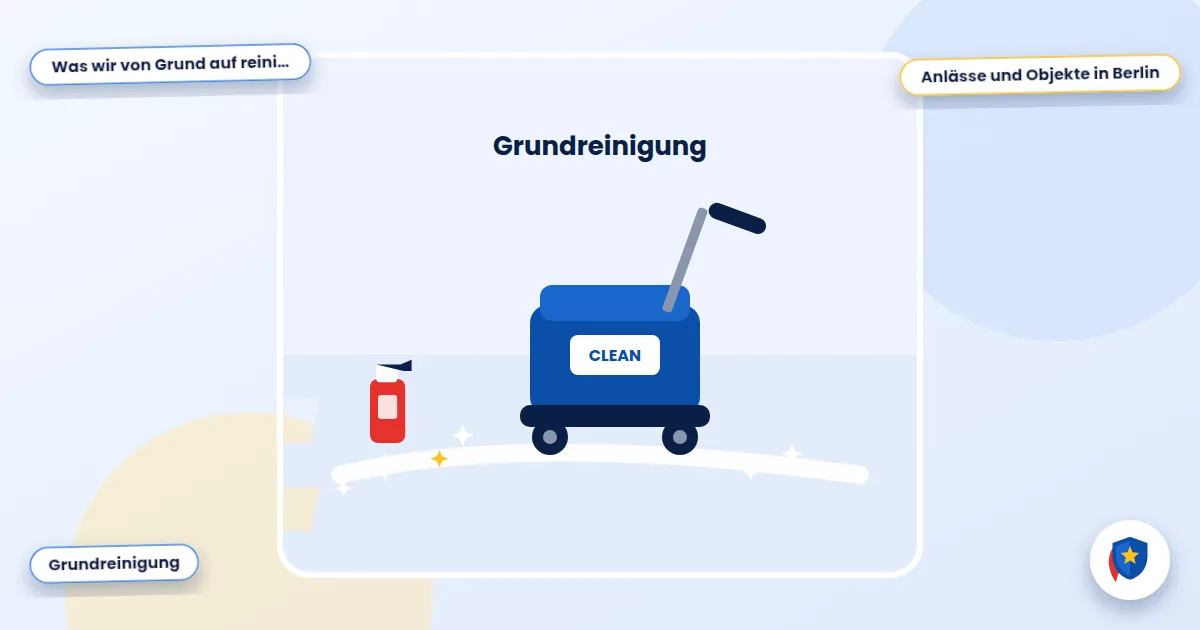 Grundreinigung: Illustration einer Scheuersaugmaschine auf glänzendem Boden