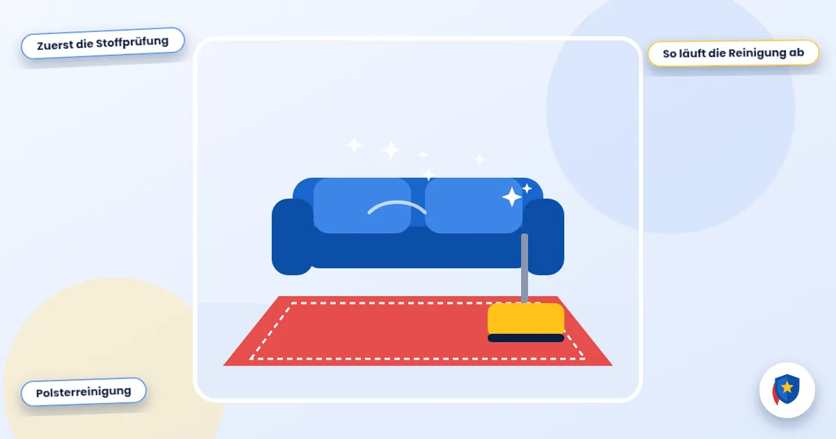 Polsterreinigung: Illustration einer Polster- und Teppichreinigung