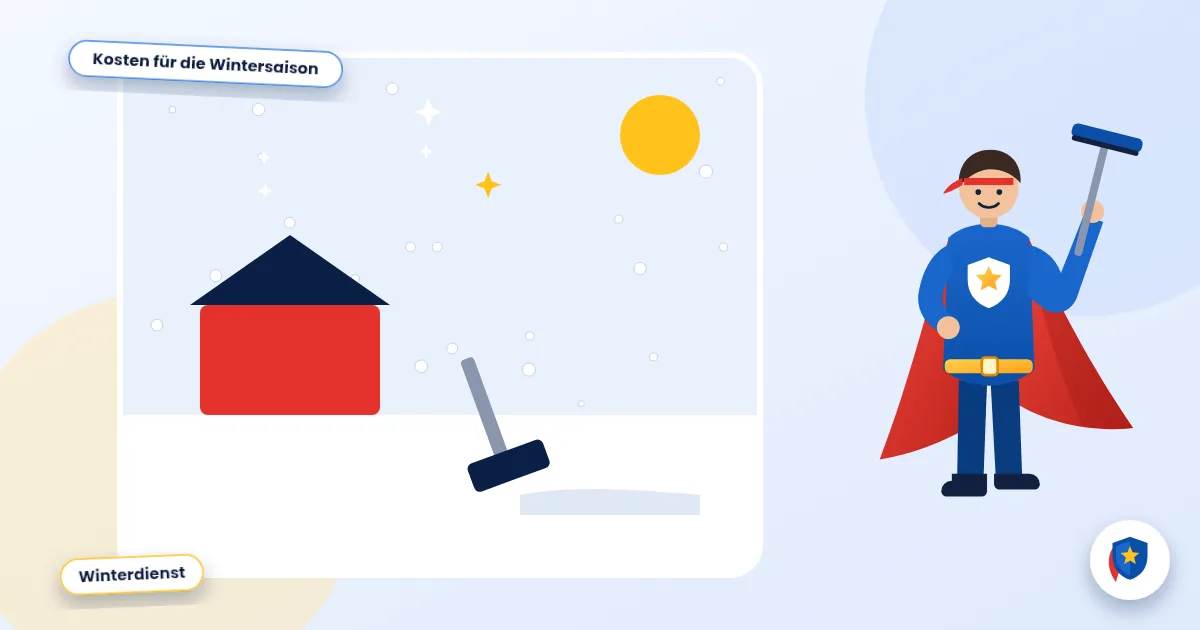 Winterdienst: Illustration von Außenarbeiten rund um das Gebäude