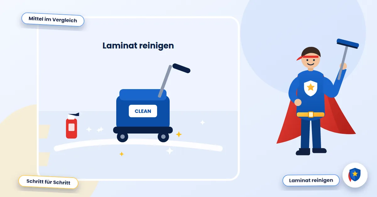 Laminat reinigen: Illustration einer Scheuersaugmaschine auf glänzendem Boden