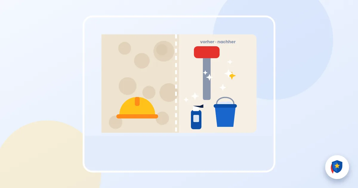 Bau- & Sonderreinigung: Illustration einer Bau- und Sonderreinigung: vorher staubig, nachher sauber